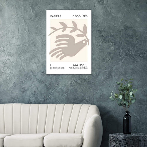Artfulprints Poster Matisse - Peace dove grey   - 70x100 cm - Grijs