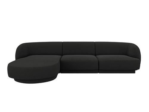 Micadoni Poef Miley 4-zits, boucle zwart - 156x255x70cm