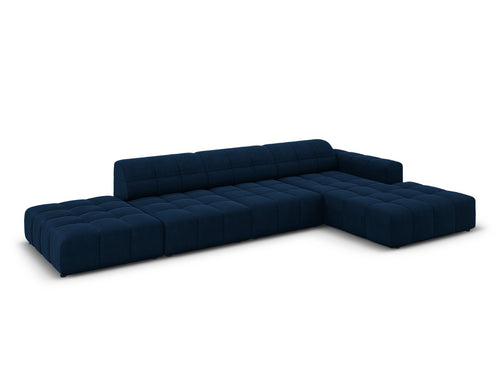 Cosmopolitan Design rechter hoekbank Chicago 5-zits, flueel koningsblauw - 167x348x78cm