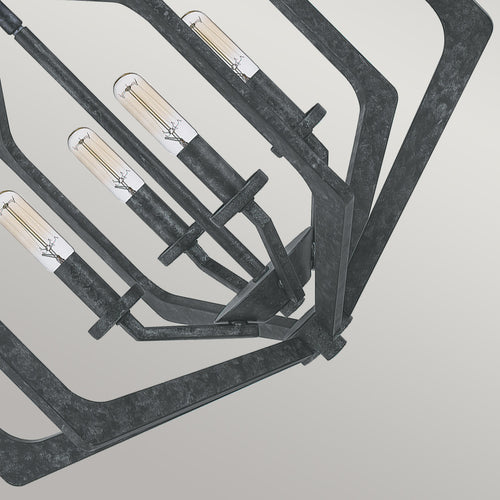 Elstead Quoizel Vanguard Draadframe Hanglamp Plafondlamp Oud Zwart