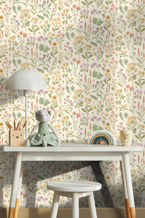 Sanders & Sanders behang veldbloemen geel en groen - 50 x 900 cm - 935378