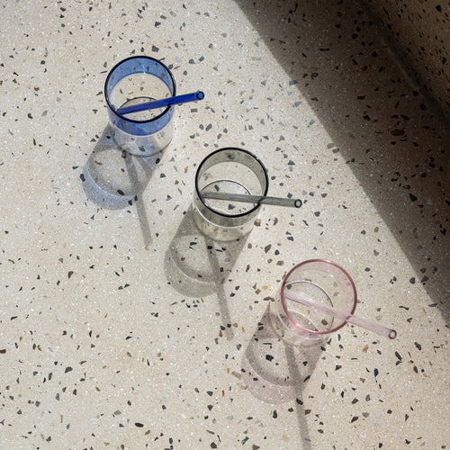 Ona - Rietje 20cm glas roze Cruse - Set van 4