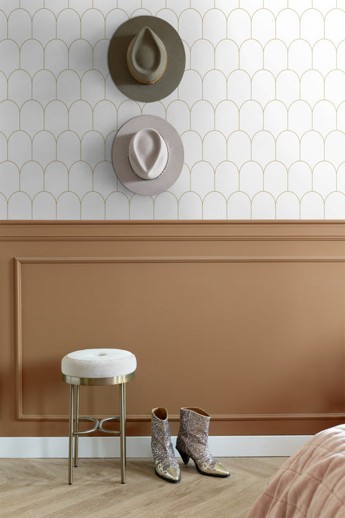 ESTAhome behang art deco motief wit en goud - 53 cm x 10.05 m - 139139