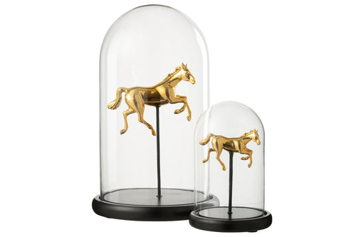 J-Line Decoratieve stolp Paard - glas - goud/zwart - large