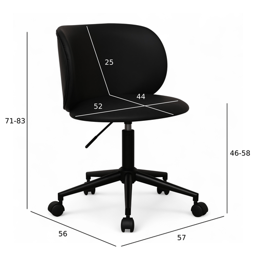 Furnhouse bureaustoel Bobo - Zwart - Kunstleer - 56x57x71