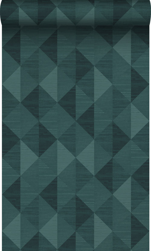 Origin Wallcoverings behang grasweefsel in grafisch 3D motief petrolblauw - 50 x 900 cm - 347888 - vtwonen shop