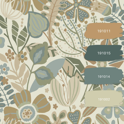 ESTAhome behang bloemmotief beige, blauw en groen - 53 cm x 10.05 m - 139676