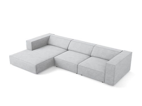 Cosmopolitan Design linker hoekbank Arendal 4-zits, chenille met ribbeleffect, lichtgrijs - 166x284x70cm