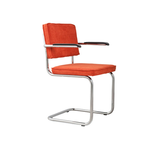 Zuiver Ridge Rib Eetkamerstoelen met armleuning Oranje - Set van 2 - vtwonen shop