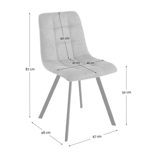 Calicosy - Set van 4 gestoffeerde Eetkamerstoelen - 46x40x87 cm