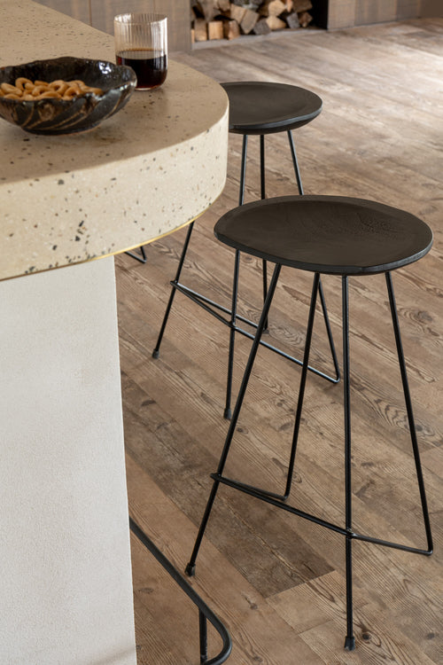 J-Line barkruk - hout/ijzer - zwart