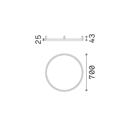 Ideal Lux ORACLE SLIM 70 cm niet-dimbare ronde geïntegreerde LED-plafondlamp 3000K halfverzonken, messing, 4350lm