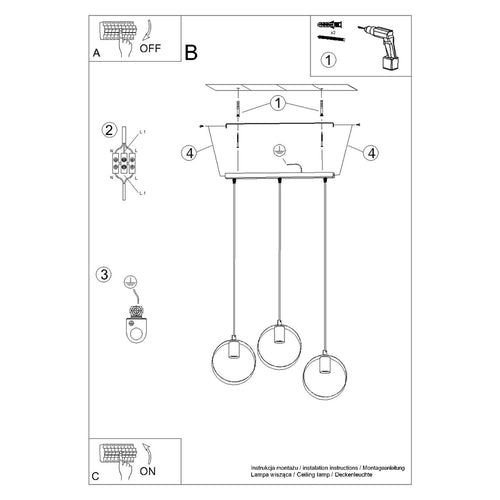 Sollux Lighting Hanglamp TITRAN 3 biała - 56x5x110cm