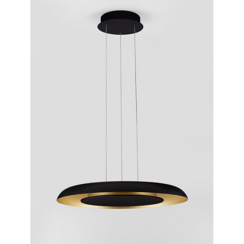 Nova Luce EPOS Dome hanglamp voor plafond, zandkleurig zwart, geborsteld goud, Triac dimbare LED, 38W, 2100lm, 2700-3000-4000K kleurtemperatuur.