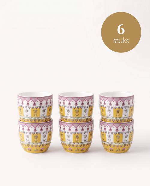 Pip Studio - Eierdopjes - Lily & Lotus - Moon Delight - Geel - 4,7 cm - Set van 6