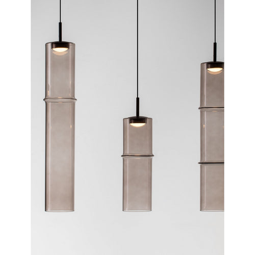 Nova Luce SANO Hanglamp voor aan het plafond, matzwart, mokkabruin, Triac dimbare LED 18W 1080lm 3000K
