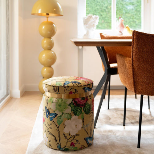 Kare Design Kruk Flower Fever Ø39cm geel
