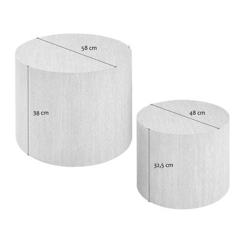 Calicosy - MAIA Set van 2 salontafels - Beige - 58x58x38 cm