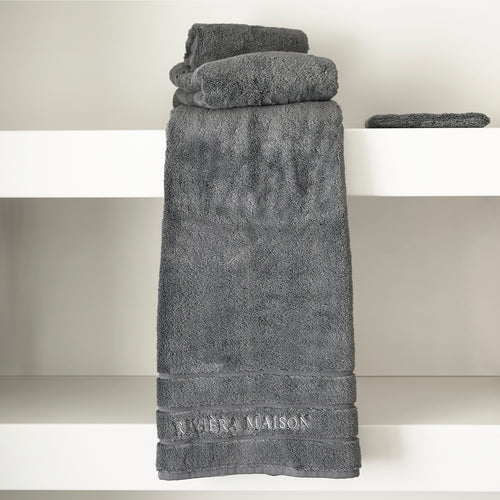 Rivièra Maison RM Hotel Towel anthracite 140x70 - Katoen - Antraciet - vtwonen shop