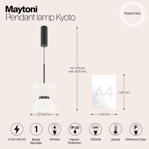 Maytoni - Hanglamp Kyoto - Zwart - Ø22 - vtwonen shop