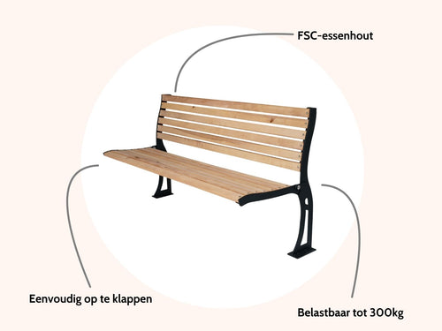 MaximaVida staande gevelbank Jordaan met rugleuning 150 cm - vtwonen shop