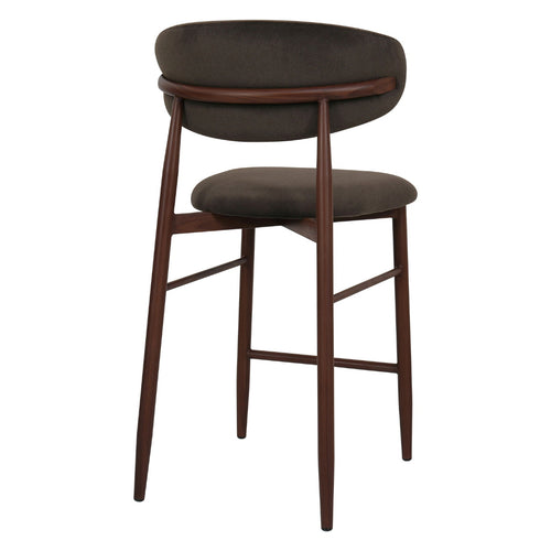 Giga Meubel Barstoel Alexia Donkerbruin/Walnoot – Faux Fur – Zithoogte 65 cm - Set van 2