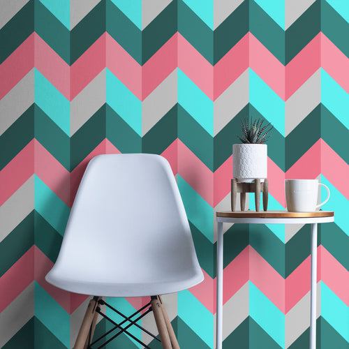 Walls4You behang visgraat-motief multicolor - 53 cm x 10 m - 640116