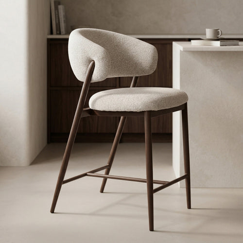 DÉJA Living Barstoel Skive - Zand/Walnoot - Zithoogte 67cm - Set van 2