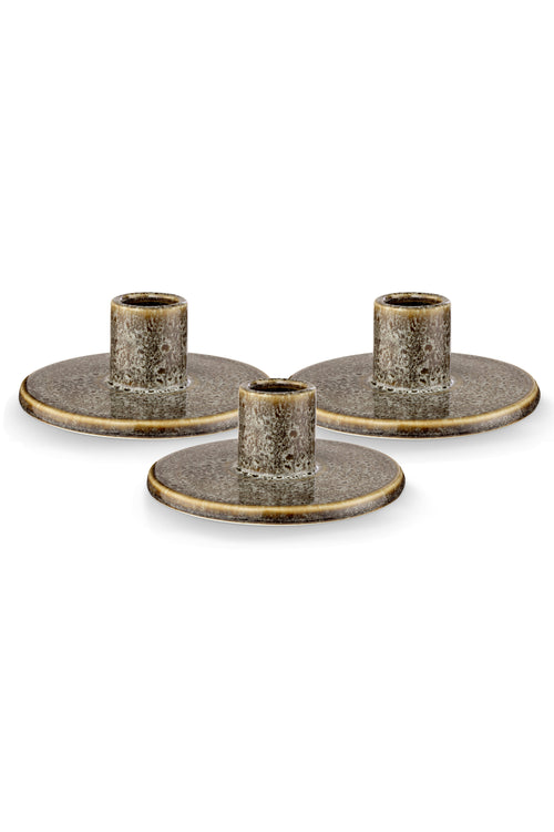 vtwonen Kandelaar Set van 3 - Keramiek - Groen - 12x5cm - vtwonen shop