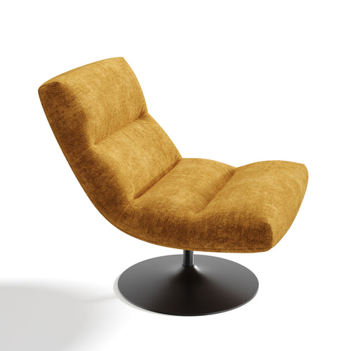 Premium Interiors - Draaistoel ROMA - velours met structuur mosterd 77cm