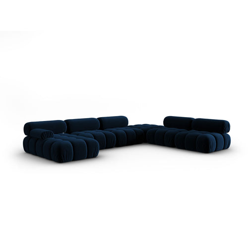 Cosmopolitan Design - Modulaire panoramische hoekbank rechts Cortina 7-zits, flueel koningsblauw - 282x376x70cm