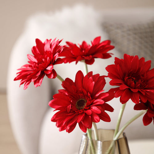 Sia Deco Gerbera Steel Kunstmatig - donkerrood - H59 - vtwonen shop