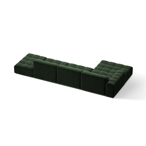 Cosmopolitan Design - Linker hoekbank Chicago 5-zits, flueel flessengroen - 167x348x78cm