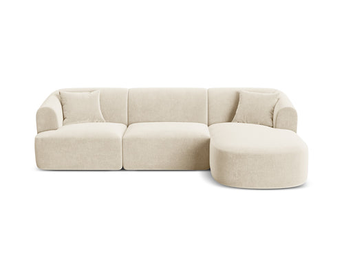 Cosmopolitan Design Modulaire hoekbank rechts Campi 4-zits, flueel lichtbeige - 156x256x70cm