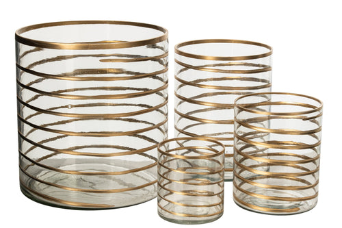 J-Line Kandelaar - glas - goud/transparant - extra large