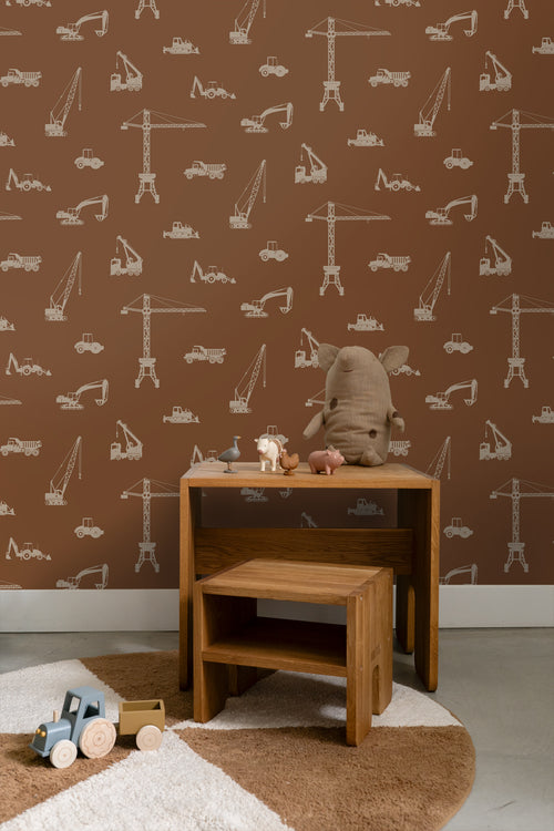 ESTAhome behang voertuigen terracotta - 53 cm x 10.05 m - 139972 - vtwonen shop