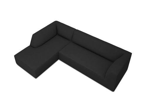 Micadoni linker hoekbank Ruby 4-zits, structurele stof, zwart - 180x273x69cm