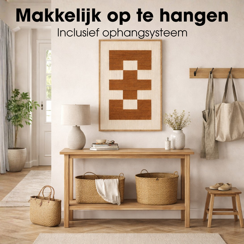 Mica Decorations Wanddecoratie - Wandpaneel Abstracte Kunst 70 x 50 x 2,5 cm - Woondecoratie voor Woonkamer of Slaapkamer - Bruin