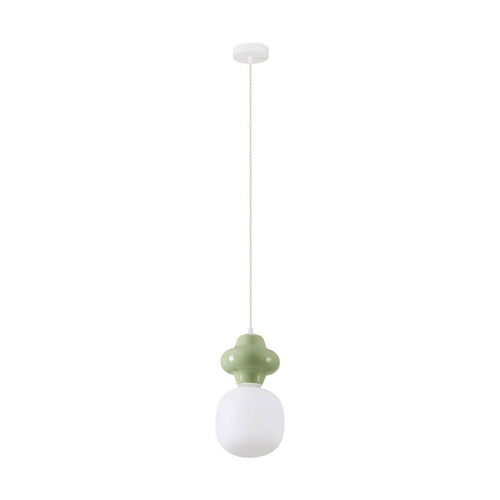 Nova Luce CLIO Korte, slanke hanglamp voor aan het plafond, groen, mat wit, E14 fitting, 1x5W
