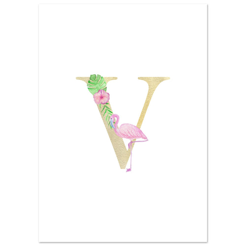 Artfulprints Poster Letter V kindernaam   - A4 21x29.7 cm - Meerkleurig