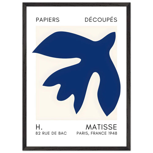 Artfulprints Poster met Lijst Matisse – Floating forms navy blue II   - 50x70 cm - Blauw