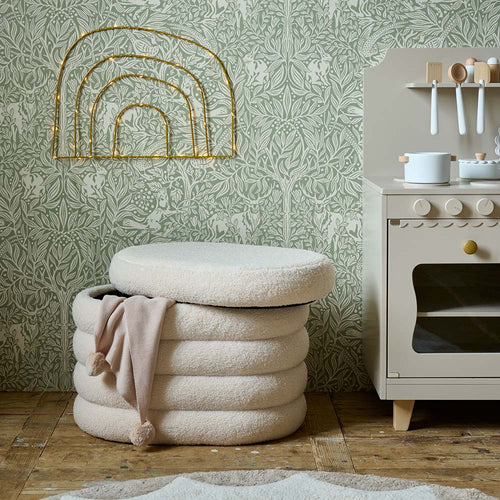 Petite Amélie Poef met opbergruimte - Beige - Teddy stof - Stevige houten constructie - Poef en opbergplek in één - vtwonen shop