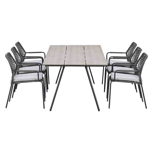 Garden Impressions Tuinset Natas grjis 7-delig - Braga tuintafel 220x100 cm
