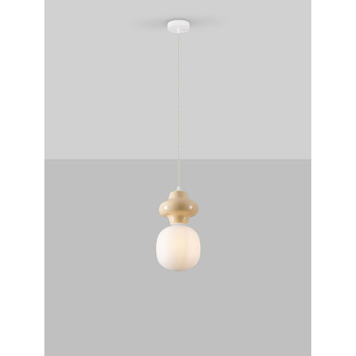 Nova Luce CLIO Korte, slanke hanglamp voor aan het plafond, geel, mat wit, E14 fitting, 1x5W