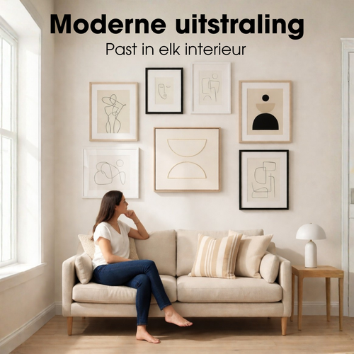 Mica Decorations Wanddecoratie - Wandpaneel Abstracte Kunst 60 x 60 x 3,5 cm - Woondecoratie voor Woonkamer of Slaapkamer - Beige