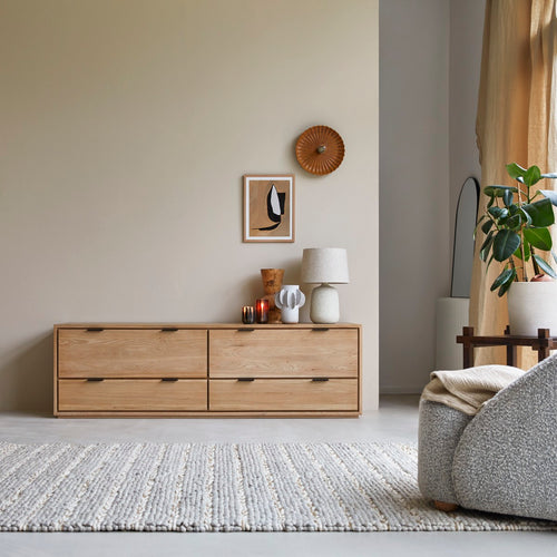 Tikamoon Massief eikenhouten tv-meubel 180 cm - Naturel - vtwonen shop