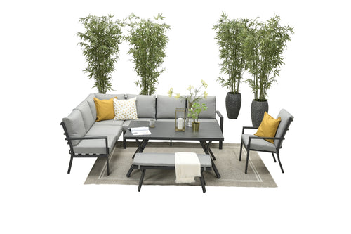 Sergio aluminium lounge-diningset - 8-persoons - rechts - grijs