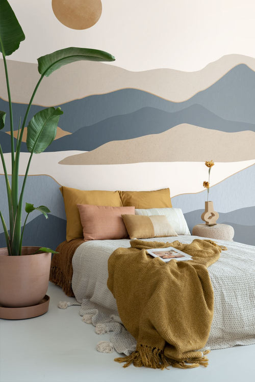 ESTAhome fotobehang woestijn landschap blauw en bruin - 250 x 279 cm - 159481