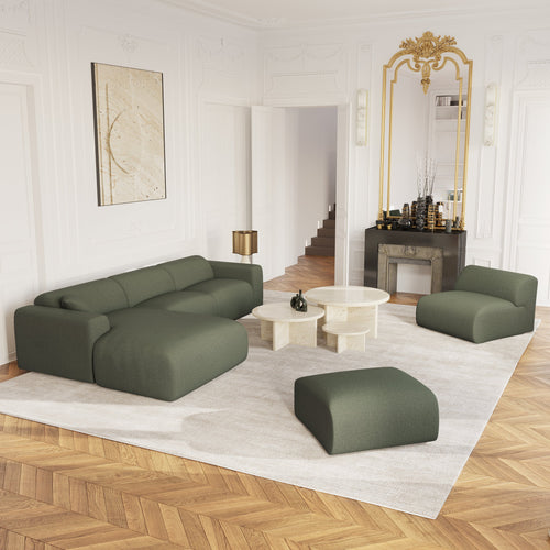 Sia Home - Grote hoekbank, links MYRA - kruisweefsel olijfgroen 280cm