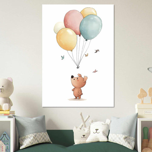 Artfulprints  Beer en ballonnen   poster 50x70 cm - vtwonen shop